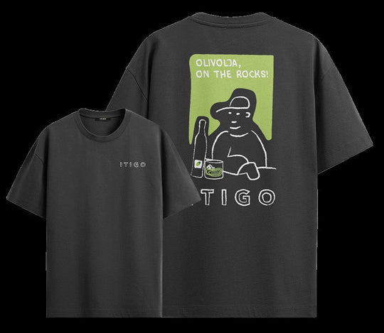 "Olivolja on the rocks!" Signature Tee, ekologisk bomull stl L